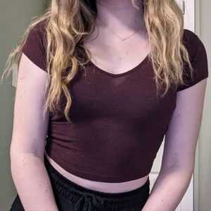GARAGE Burgundy Crop Tee | Size Medium